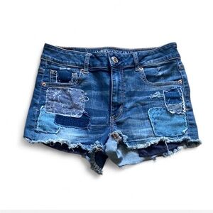 AE Patchwork Distressed Denim Shorts